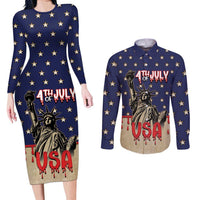 Personalized USA 4th Of July Couples Matching Long Sleeve Bodycon Dress and Long Sleeve Button Shirt We The People - Wonder Print Shop