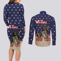 Personalized USA 4th Of July Couples Matching Long Sleeve Bodycon Dress and Long Sleeve Button Shirt We The People - Wonder Print Shop
