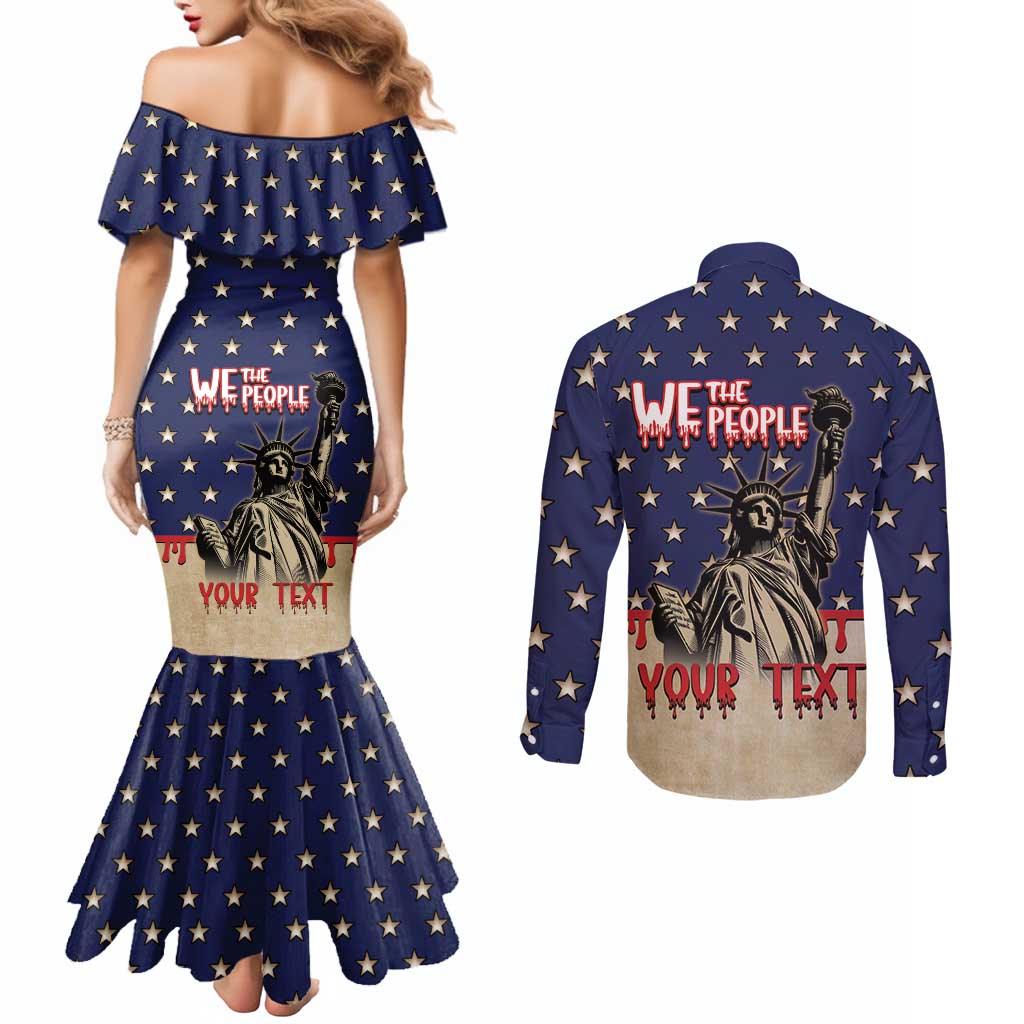 Personalized USA 4th Of July Couples Matching Mermaid Dress and Long Sleeve Button Shirt We The People - Wonder Print Shop