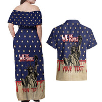 Personalized USA 4th Of July Couples Matching Off Shoulder Maxi Dress and Hawaiian Shirt We The People - Wonder Print Shop