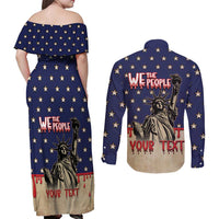 Personalized USA 4th Of July Couples Matching Off Shoulder Maxi Dress and Long Sleeve Button Shirt We The People - Wonder Print Shop