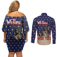Personalized USA 4th Of July Couples Matching Off Shoulder Short Dress and Long Sleeve Button Shirt We The People - Wonder Print Shop