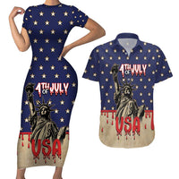 Personalized USA 4th Of July Couples Matching Short Sleeve Bodycon Dress and Hawaiian Shirt We The People - Wonder Print Shop