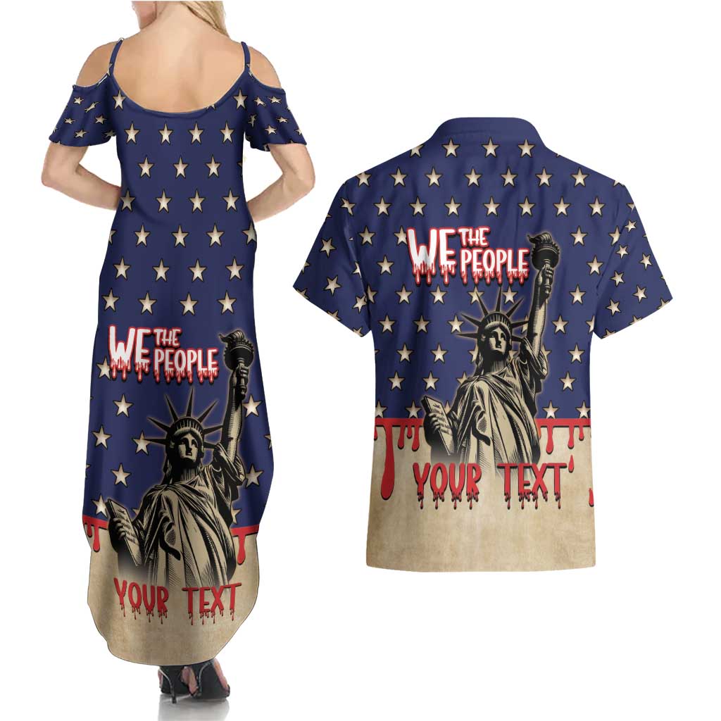 Personalized USA 4th Of July Couples Matching Summer Maxi Dress and Hawaiian Shirt We The People - Wonder Print Shop