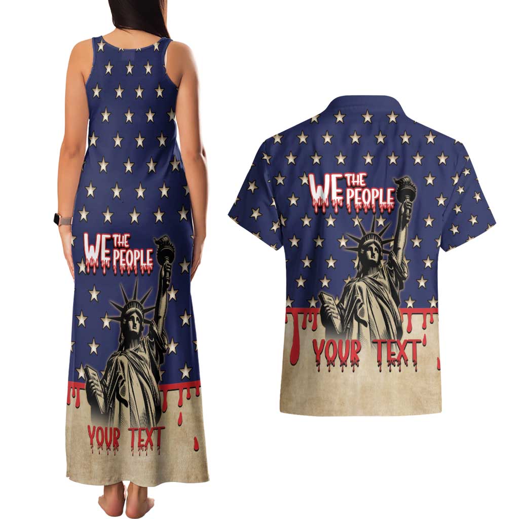Personalized USA 4th Of July Couples Matching Tank Maxi Dress and Hawaiian Shirt We The People - Wonder Print Shop