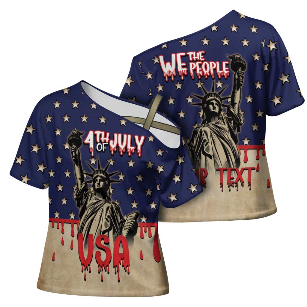 Personalized USA 4th Of July Cross Shoulder Shirt We The People - Wonder Print Shop