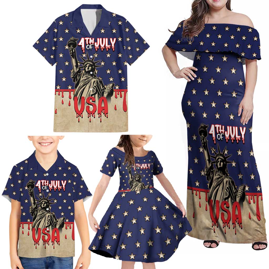 Personalized USA 4th Of July Family Matching Off Shoulder Maxi Dress and Hawaiian Shirt We The People - Wonder Print Shop