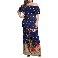 Personalized USA 4th Of July Family Matching Off Shoulder Maxi Dress and Hawaiian Shirt We The People - Wonder Print Shop
