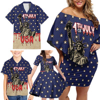 Personalized USA 4th Of July Family Matching Off Shoulder Short Dress and Hawaiian Shirt We The People - Wonder Print Shop