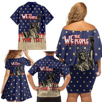 Personalized USA 4th Of July Family Matching Off Shoulder Short Dress and Hawaiian Shirt We The People - Wonder Print Shop