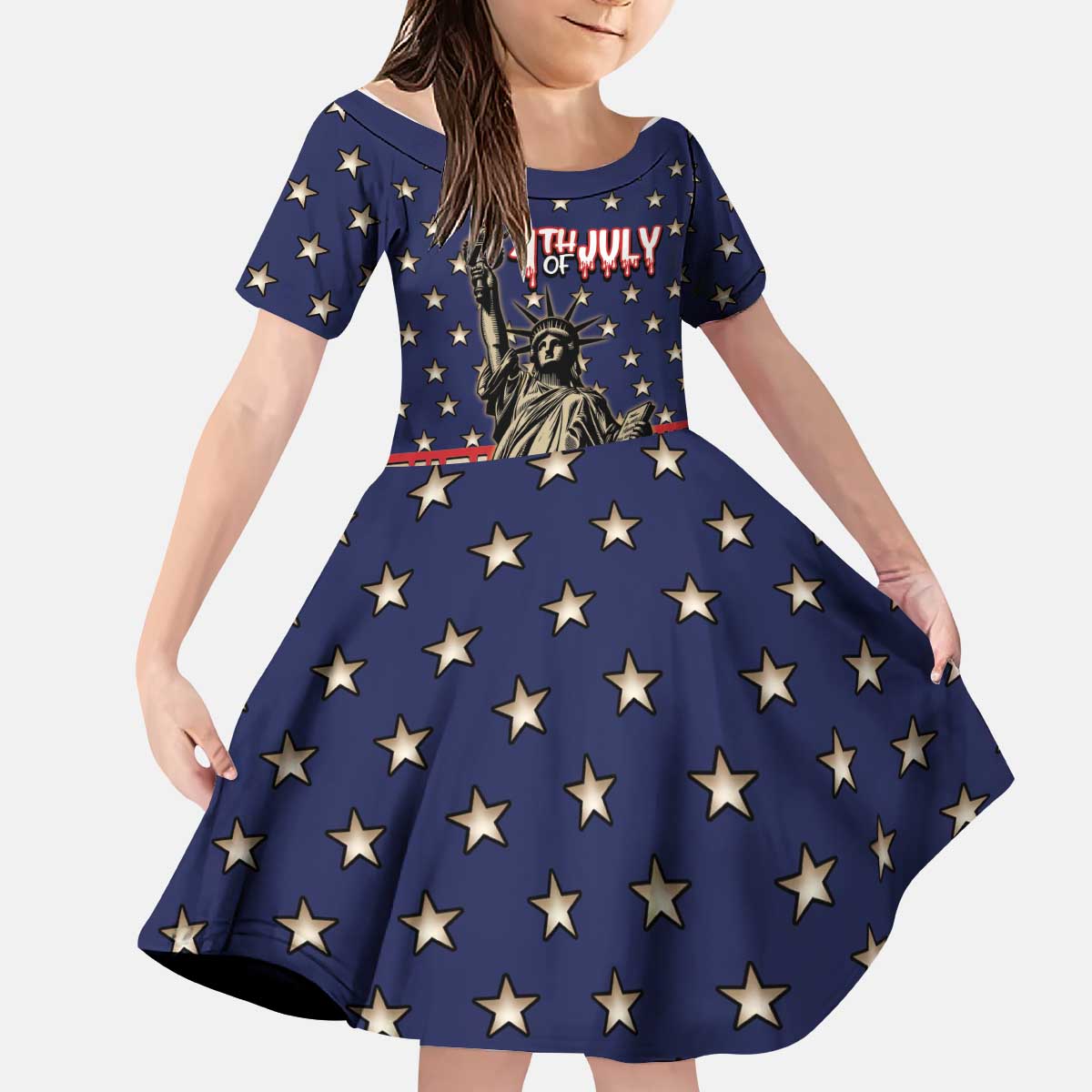 Personalized USA 4th Of July Kid Short Sleeve Dress We The People - Wonder Print Shop