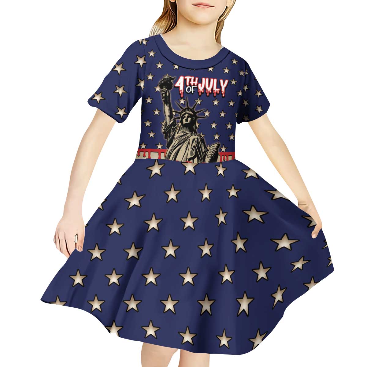Personalized USA 4th Of July Kid Short Sleeve Dress We The People - Wonder Print Shop