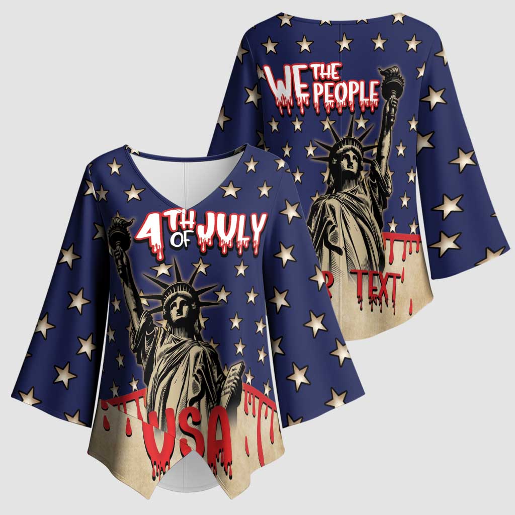 Personalized USA 4th Of July Kimono Sleeve Blouse We The People - Wonder Print Shop