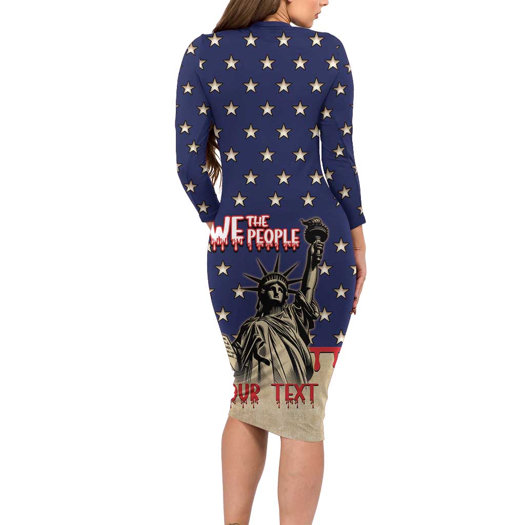 Personalized USA 4th Of July Long Sleeve Bodycon Dress We The People - Wonder Print Shop