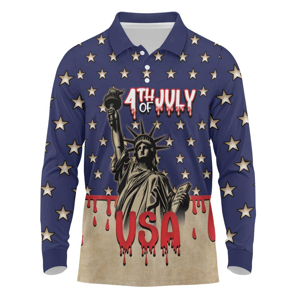 Personalized USA 4th Of July Long Sleeve Polo Shirt We The People - Wonder Print Shop