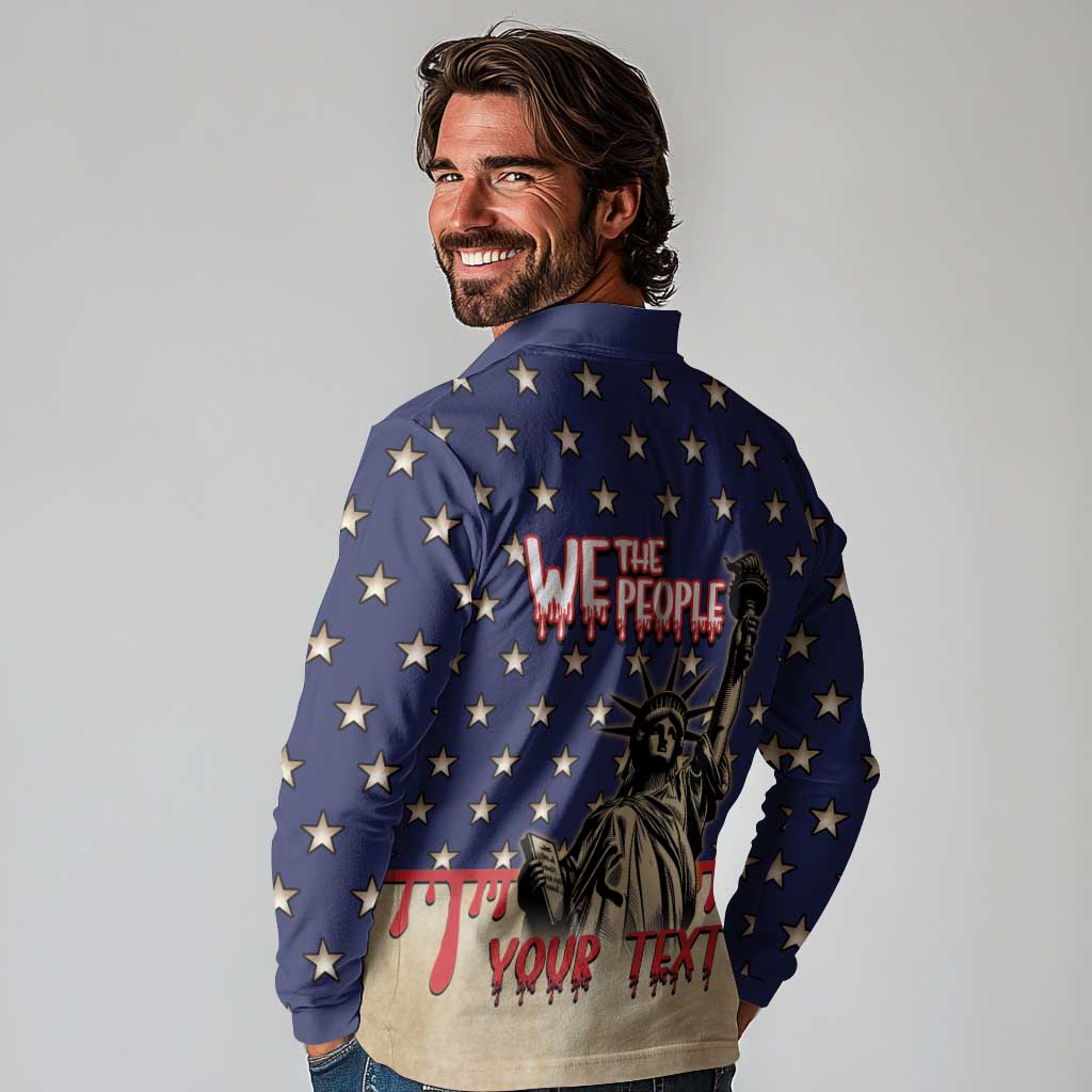 Personalized USA 4th Of July Long Sleeve Polo Shirt We The People - Wonder Print Shop