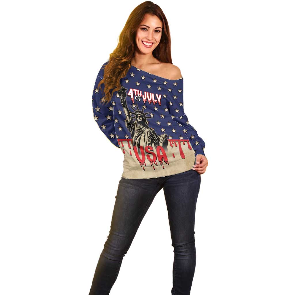 Personalized USA 4th Of July Off Shoulder Sweater We The People - Wonder Print Shop