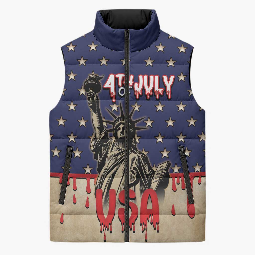 Personalized USA 4th Of July Sleeveless Puffer Jacket We The People - Wonder Print Shop