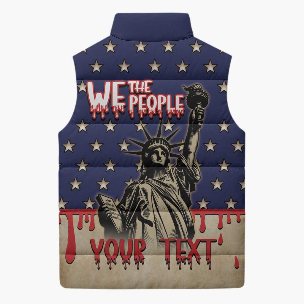 Personalized USA 4th Of July Sleeveless Puffer Jacket We The People - Wonder Print Shop