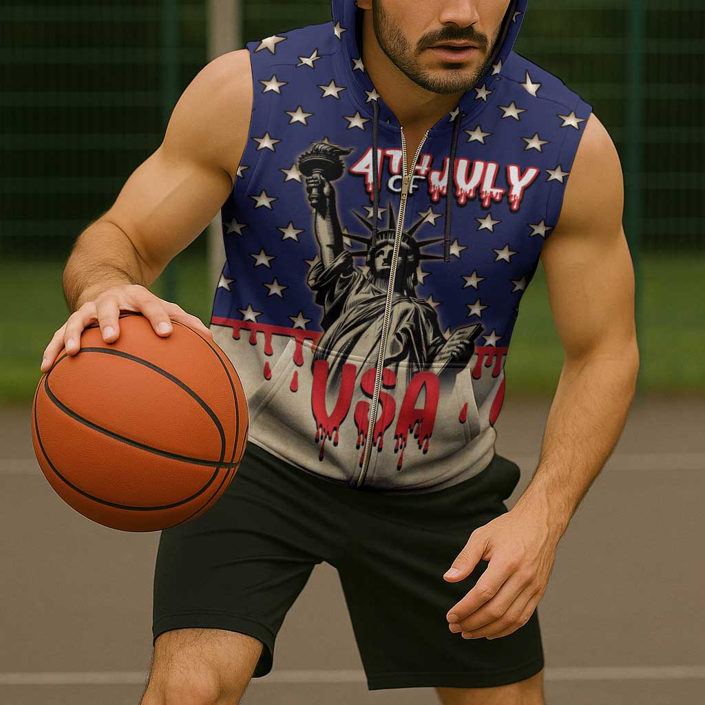 Personalized USA 4th Of July Sleeveless Zip Hoodie We The People - Wonder Print Shop