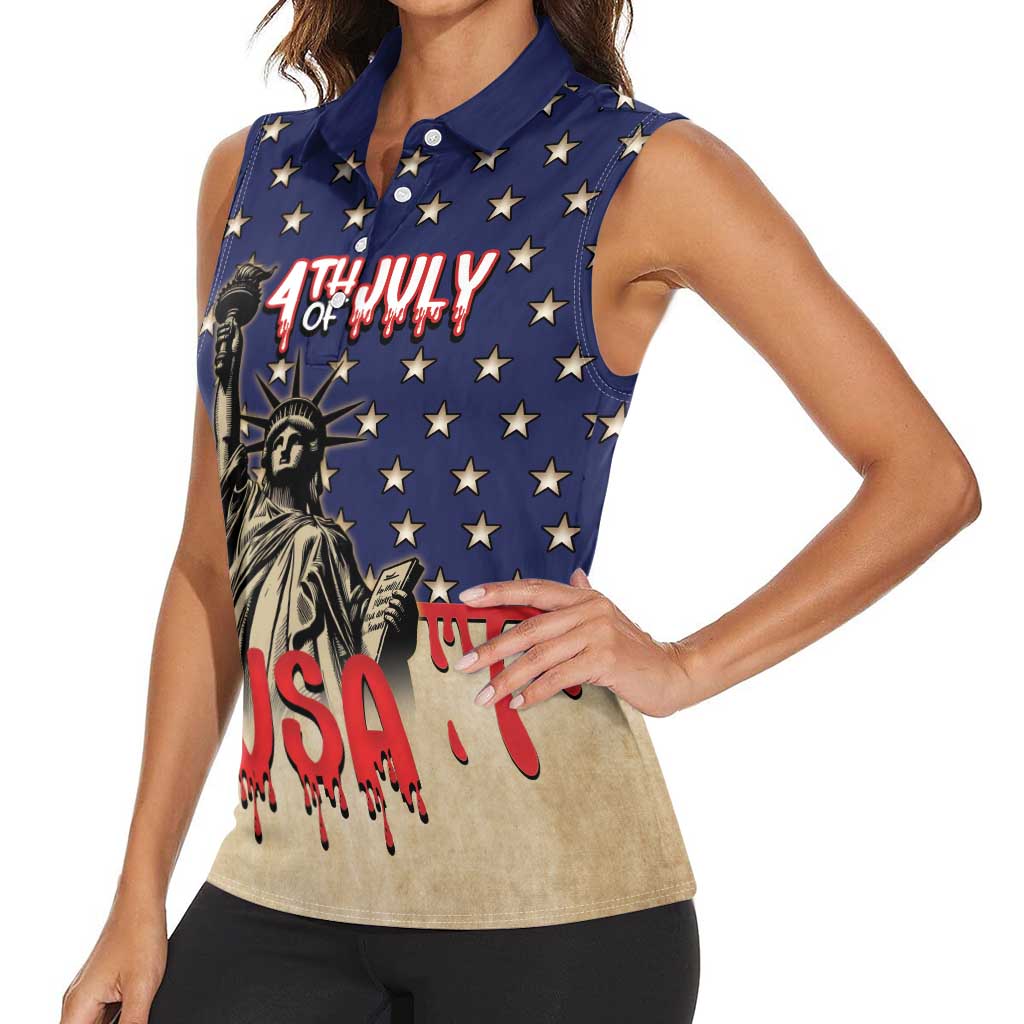 Personalized USA 4th Of July Women Sleeveless Polo Shirt We The People - Wonder Print Shop