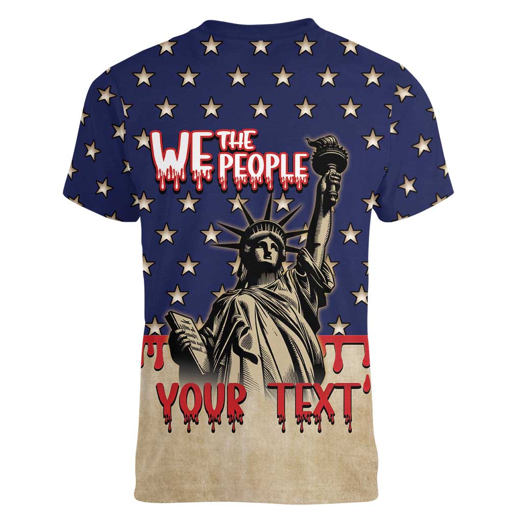 Personalized USA 4th Of July Women V-Neck T-Shirt We The People - Wonder Print Shop