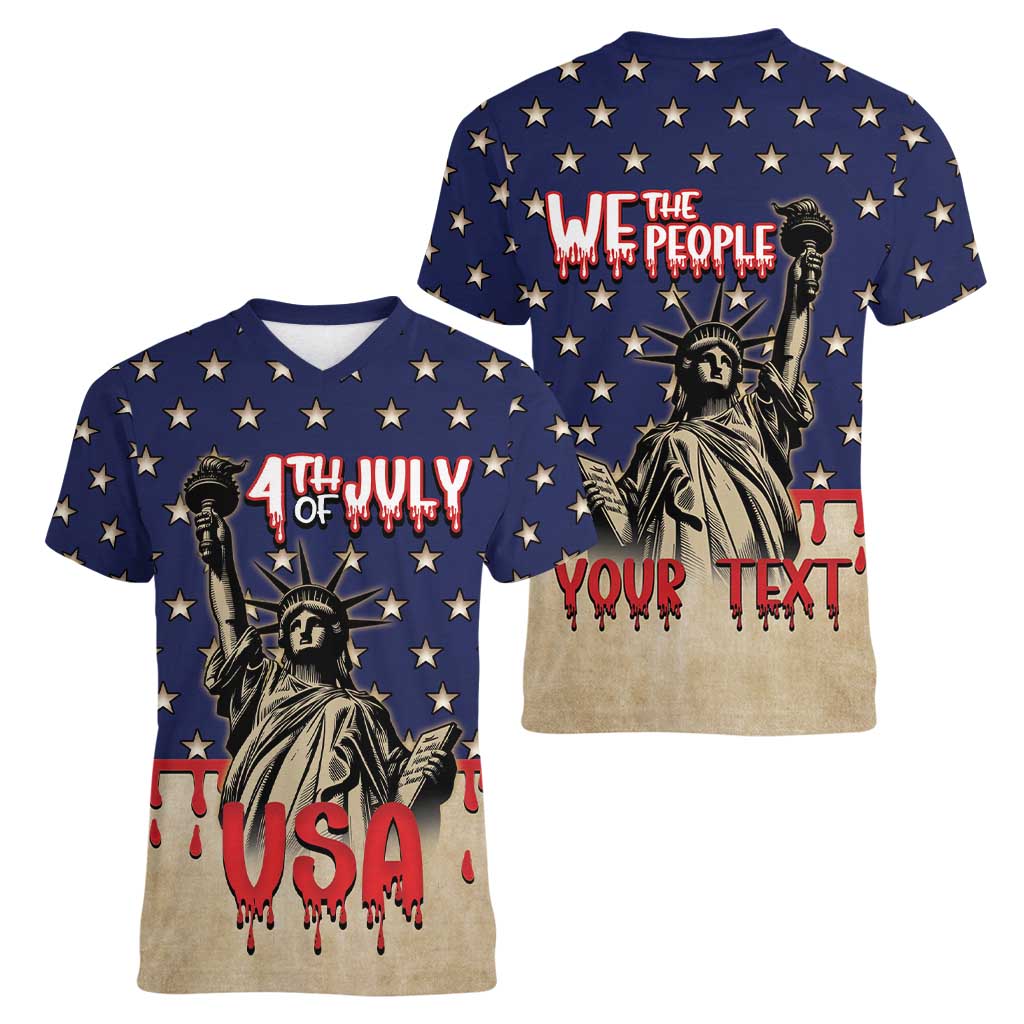 Personalized USA 4th Of July Women V-Neck T-Shirt We The People - Wonder Print Shop