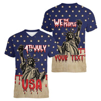 Personalized USA 4th Of July Women V-Neck T-Shirt We The People - Wonder Print Shop