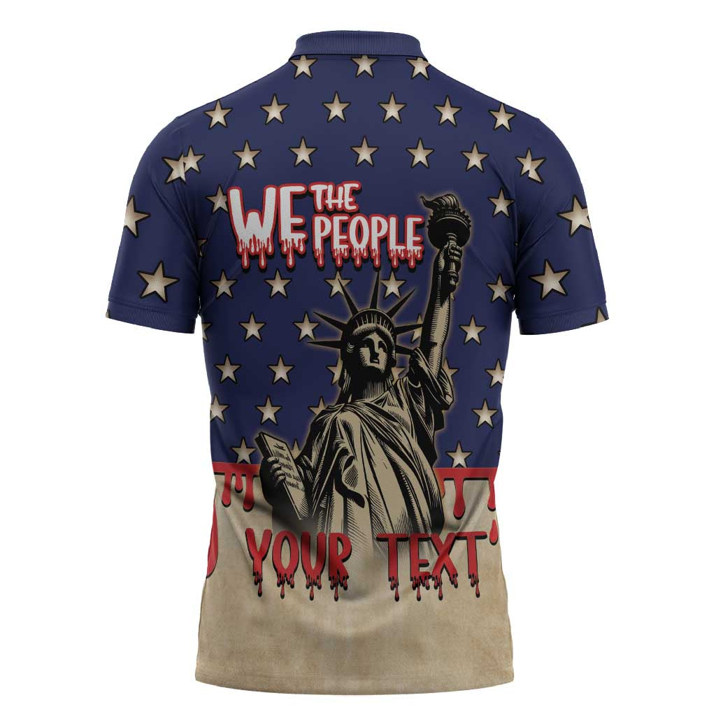 Personalized USA 4th Of July Zipper Polo Shirt We The People - Wonder Print Shop