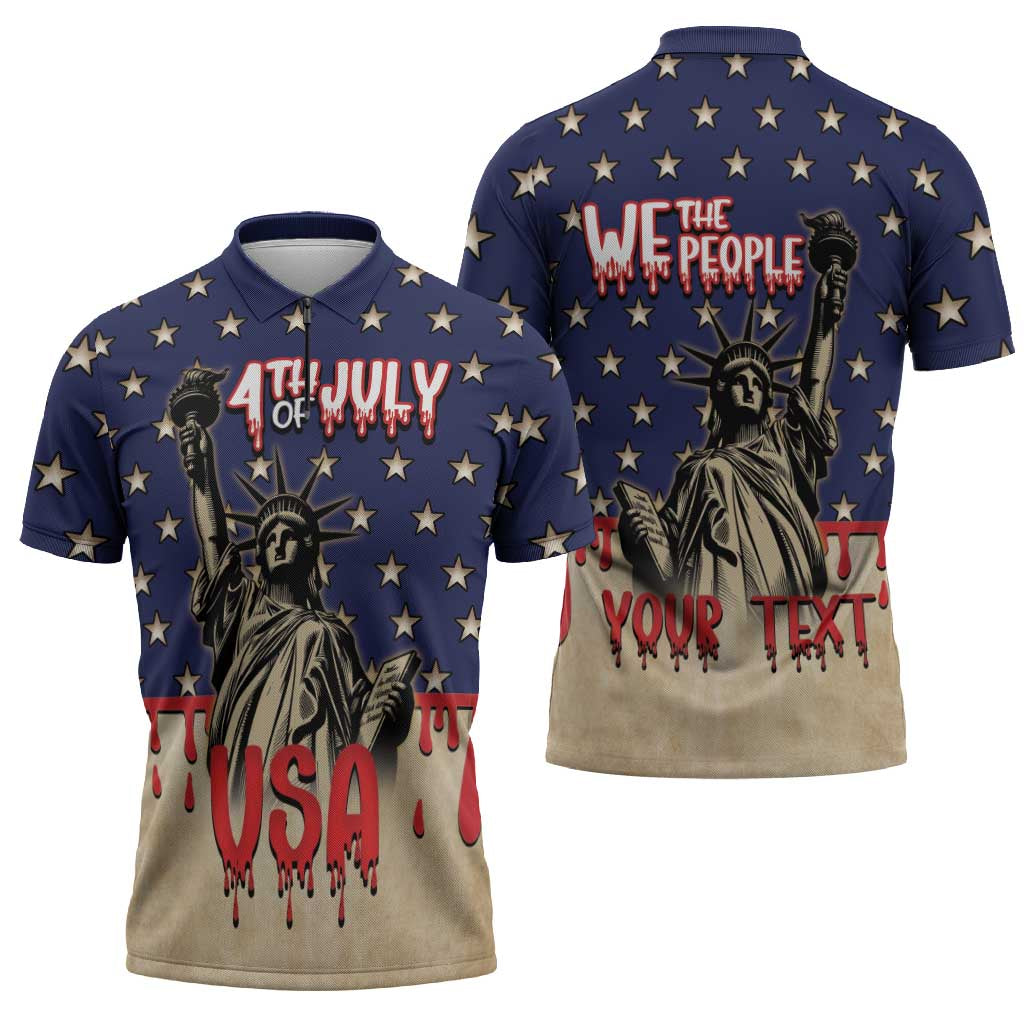Personalized USA 4th Of July Zipper Polo Shirt We The People - Wonder Print Shop