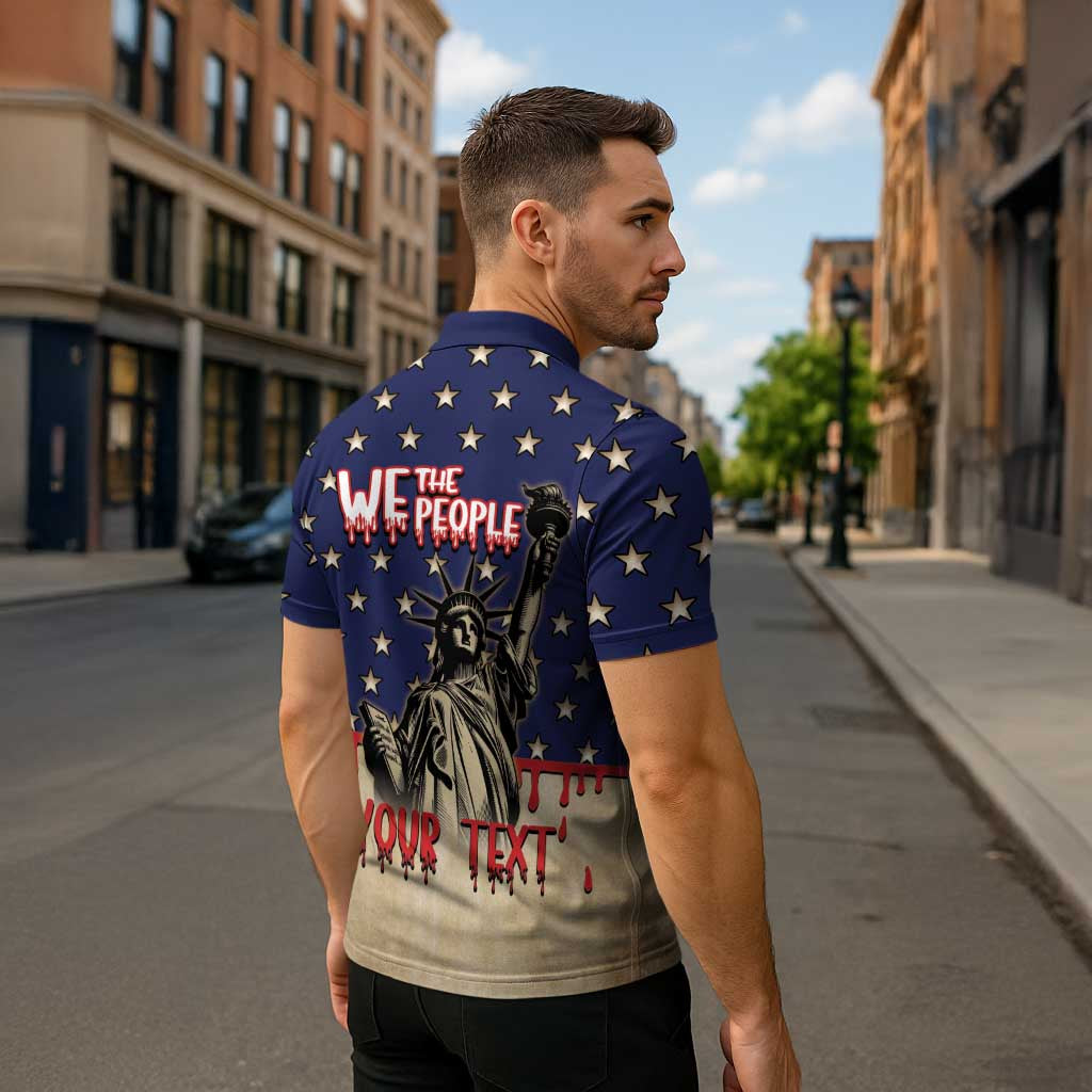 Personalized USA 4th Of July Zipper Polo Shirt We The People - Wonder Print Shop