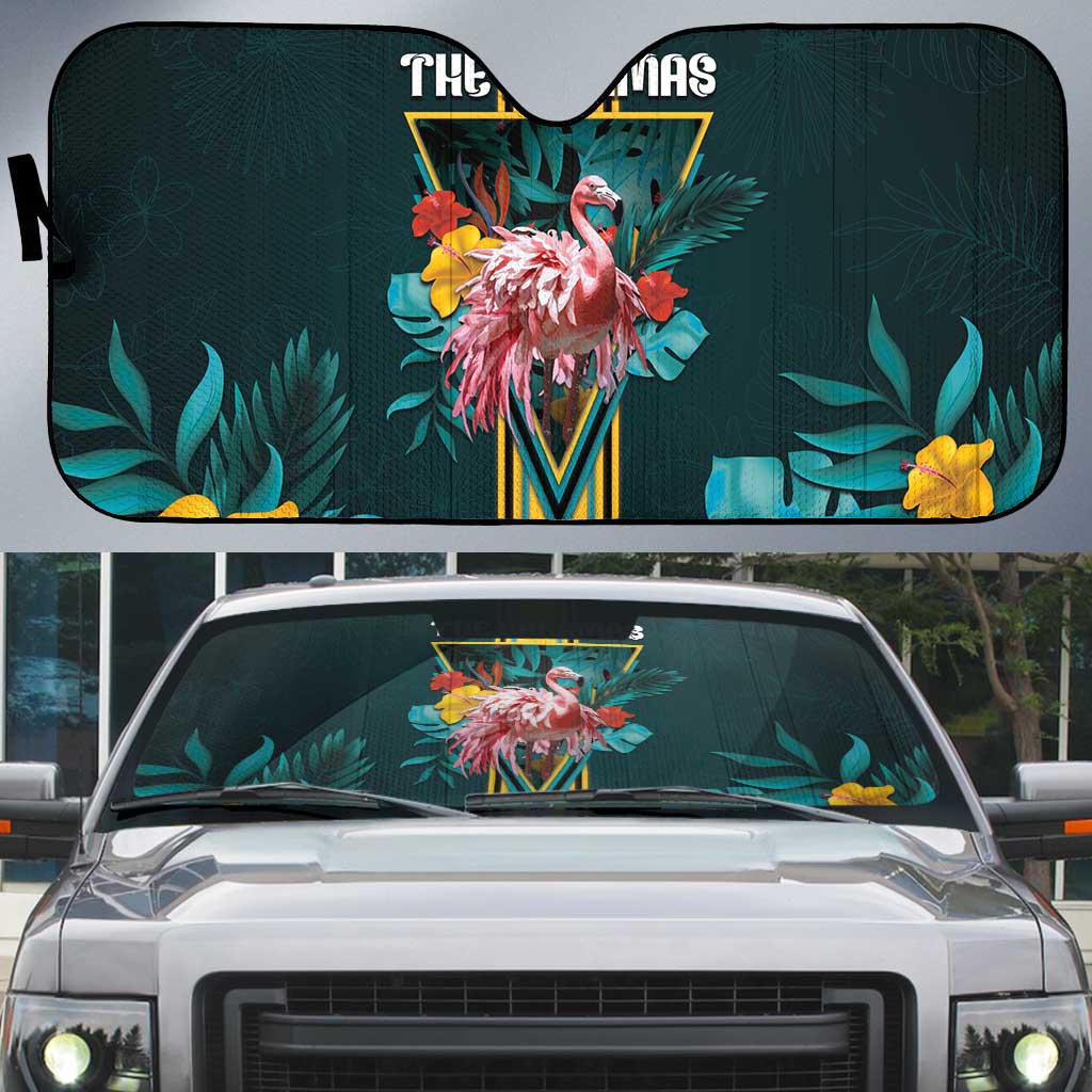 The Bahamas Auto Sun Shade The Flamingo Tropical Flowers - Wonder Print Shop