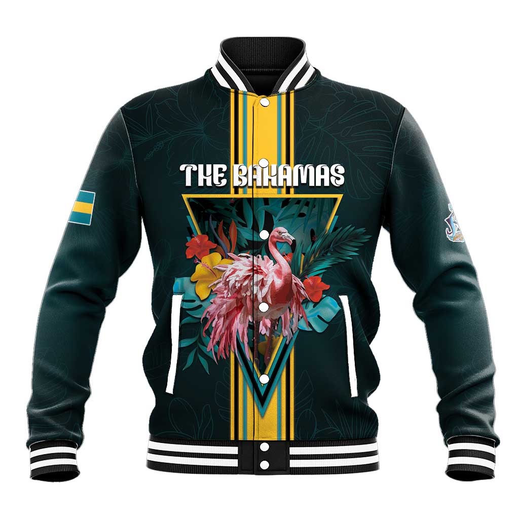 Personalized The Bahamas Baseball Jacket The Flamingo Tropical Flowers - Wonder Print Shop