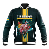 Personalized The Bahamas Baseball Jacket The Flamingo Tropical Flowers - Wonder Print Shop