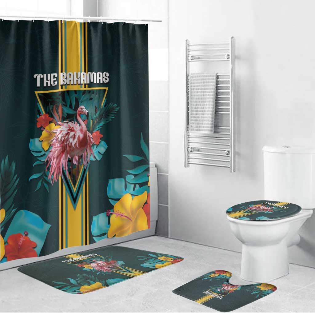 The Bahamas Bathroom Set The Flamingo Tropical Flowers - Wonder Print Shop