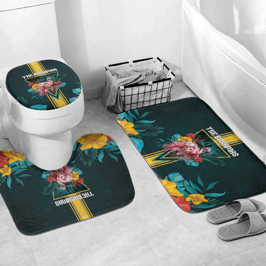 The Bahamas Bathroom Set The Flamingo Tropical Flowers - Wonder Print Shop