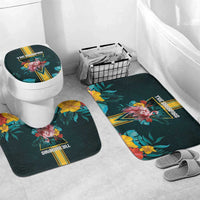 The Bahamas Bathroom Set The Flamingo Tropical Flowers - Wonder Print Shop