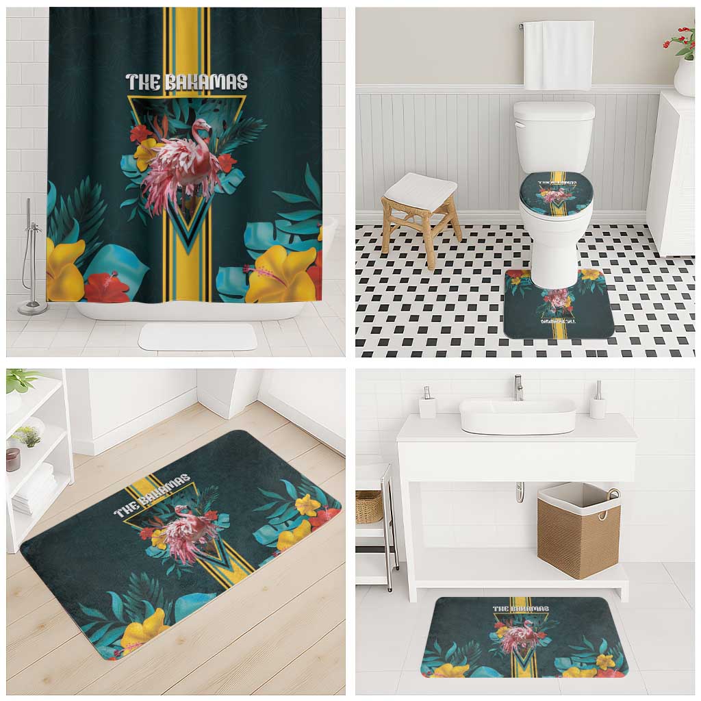 The Bahamas Bathroom Set The Flamingo Tropical Flowers - Wonder Print Shop