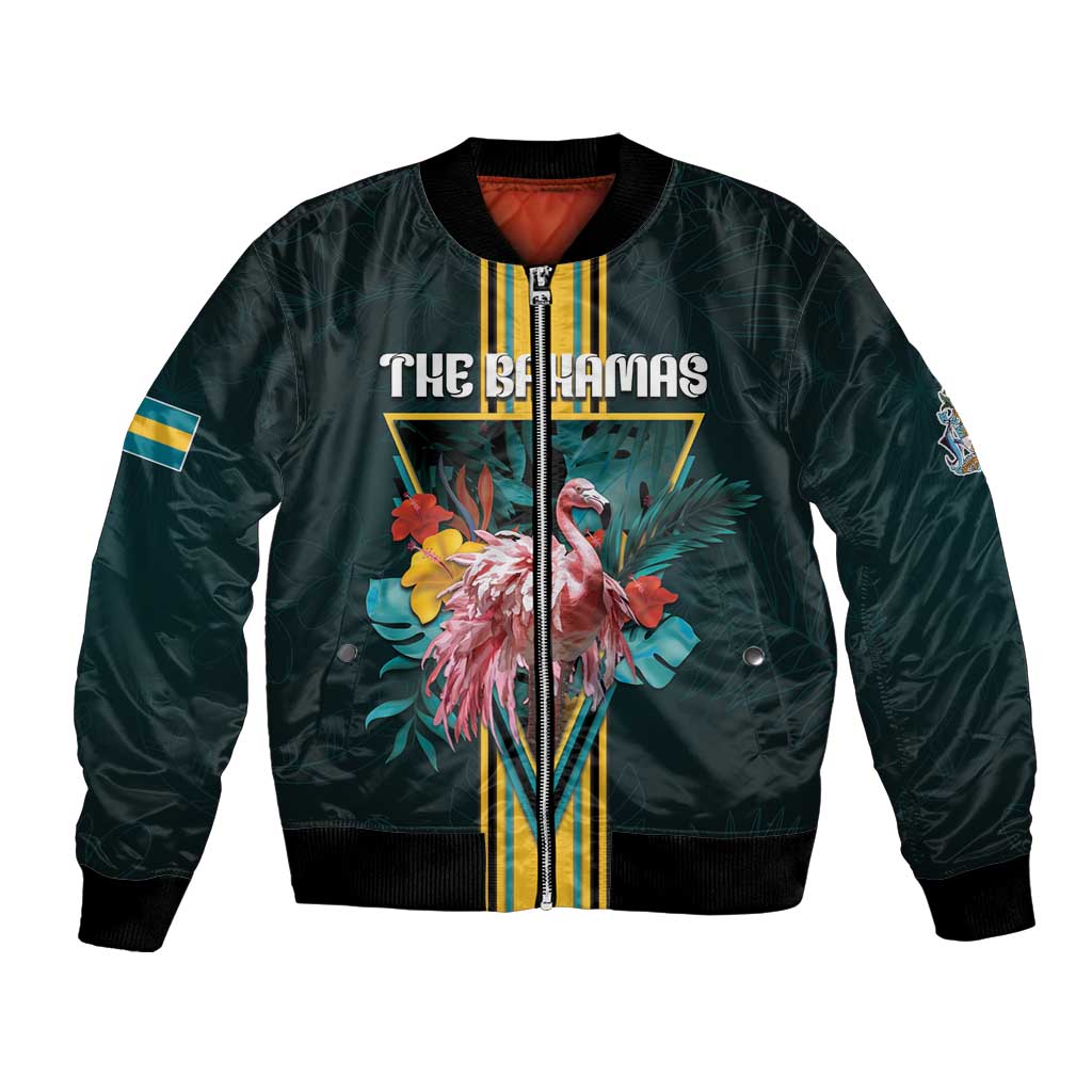 Personalized The Bahamas Bomber Jacket The Flamingo Tropical Flowers - Wonder Print Shop