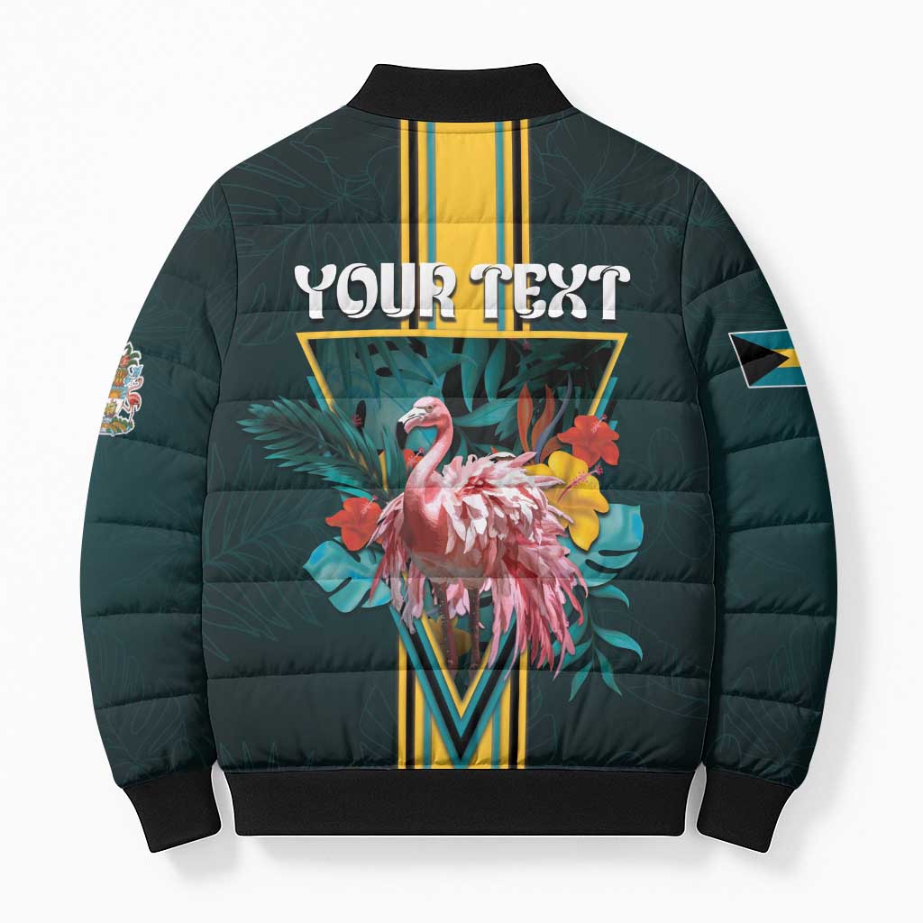 Personalized The Bahamas Bomber Puffer Jacket The Flamingo Tropical Flowers - Wonder Print Shop