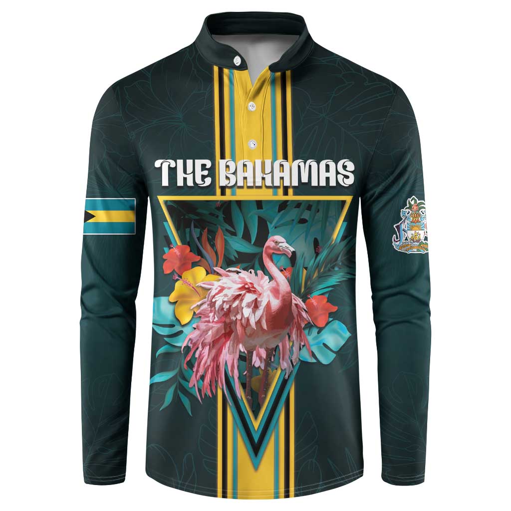 Personalized The Bahamas Button Sweatshirt The Flamingo Tropical Flowers - Wonder Print Shop