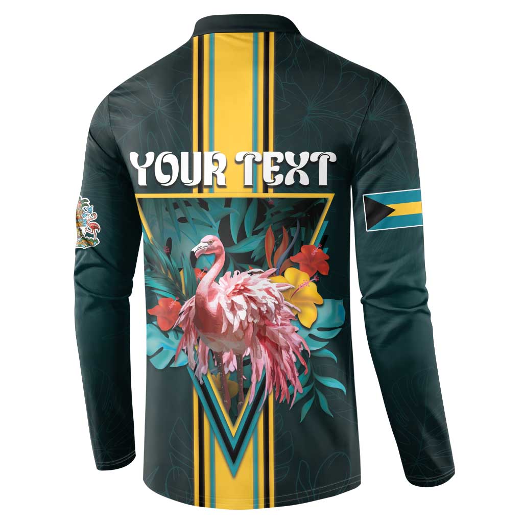 Personalized The Bahamas Button Sweatshirt The Flamingo Tropical Flowers - Wonder Print Shop