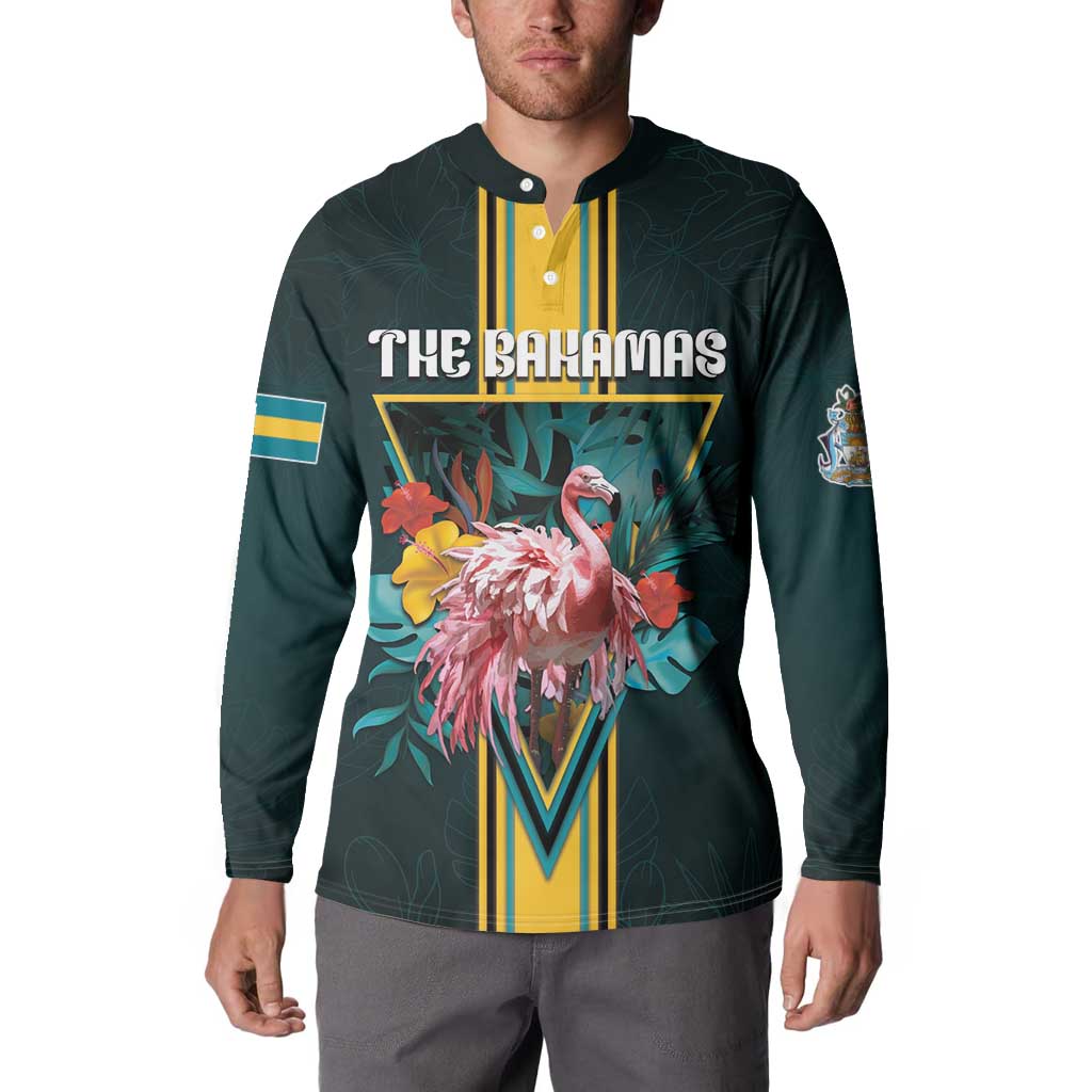 Personalized The Bahamas Button Sweatshirt The Flamingo Tropical Flowers - Wonder Print Shop