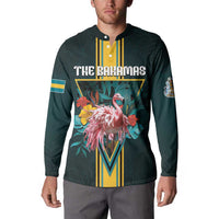 Personalized The Bahamas Button Sweatshirt The Flamingo Tropical Flowers - Wonder Print Shop
