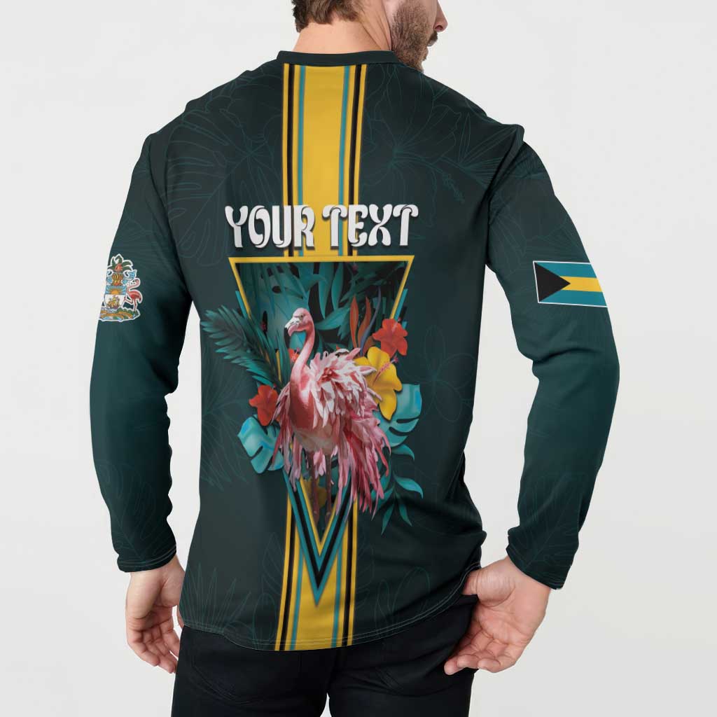 Personalized The Bahamas Button Sweatshirt The Flamingo Tropical Flowers - Wonder Print Shop