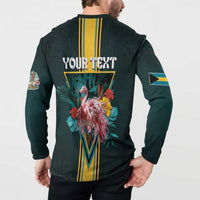 Personalized The Bahamas Button Sweatshirt The Flamingo Tropical Flowers - Wonder Print Shop