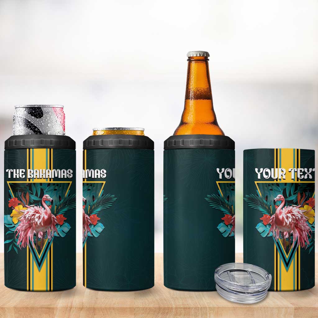 Personalized The Bahamas 4 in 1 Can Cooler Tumbler The Flamingo Tropical Flowers - Wonder Print Shop