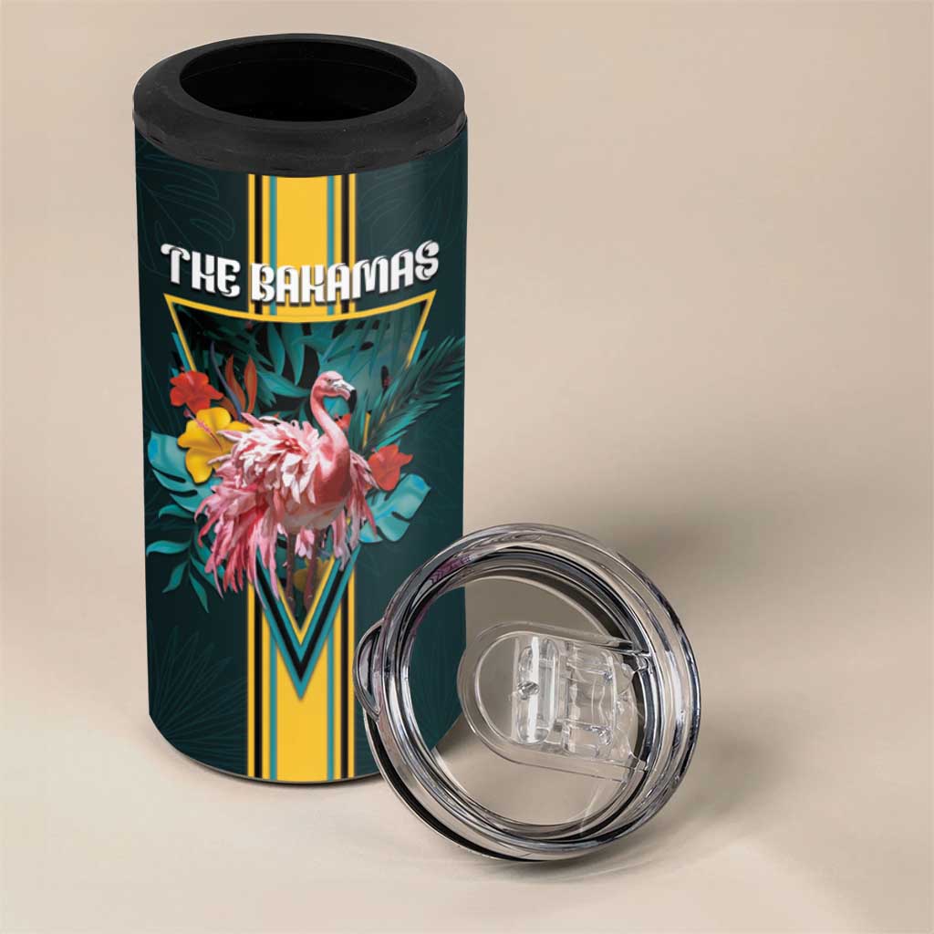 Personalized The Bahamas 4 in 1 Can Cooler Tumbler The Flamingo Tropical Flowers - Wonder Print Shop