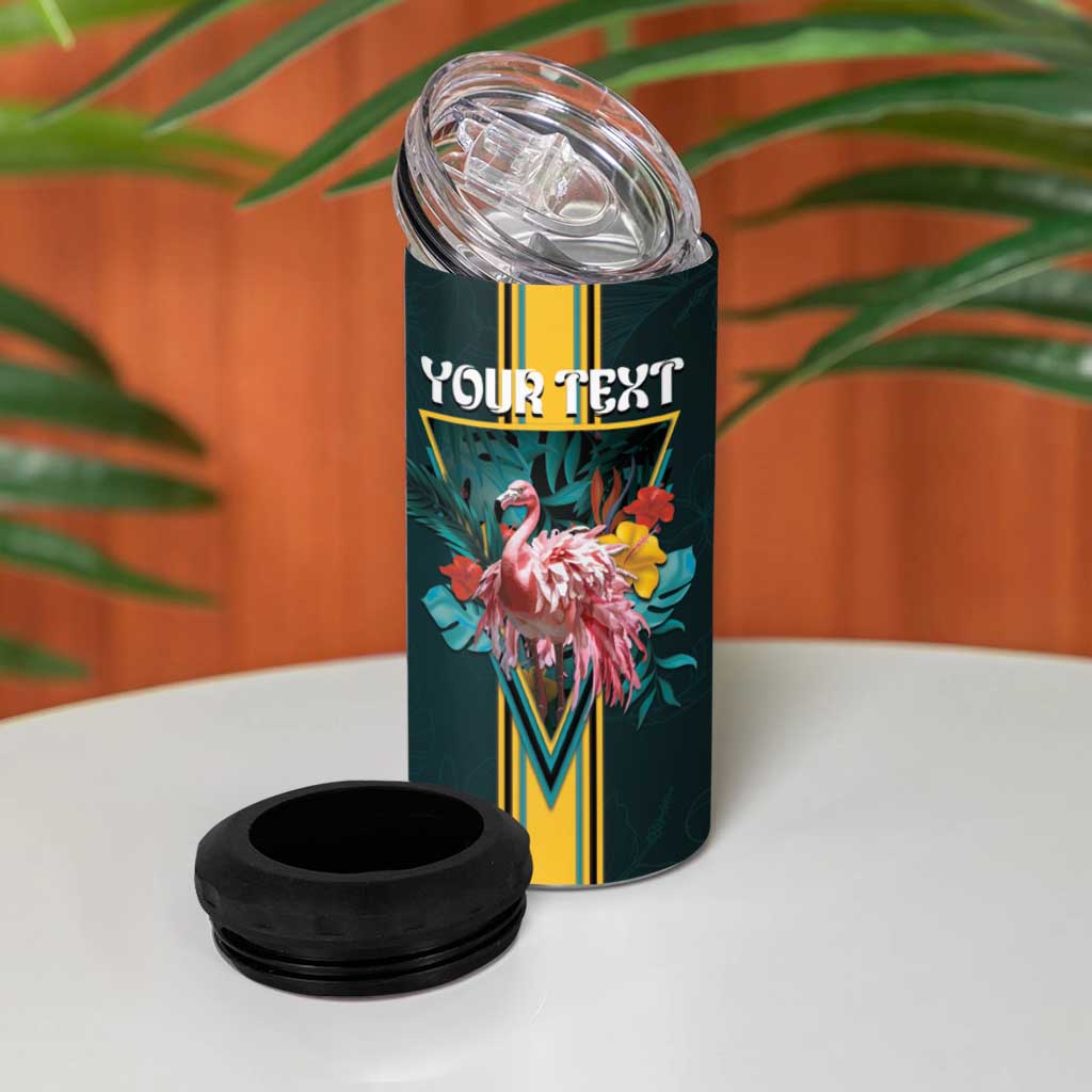Personalized The Bahamas 4 in 1 Can Cooler Tumbler The Flamingo Tropical Flowers - Wonder Print Shop