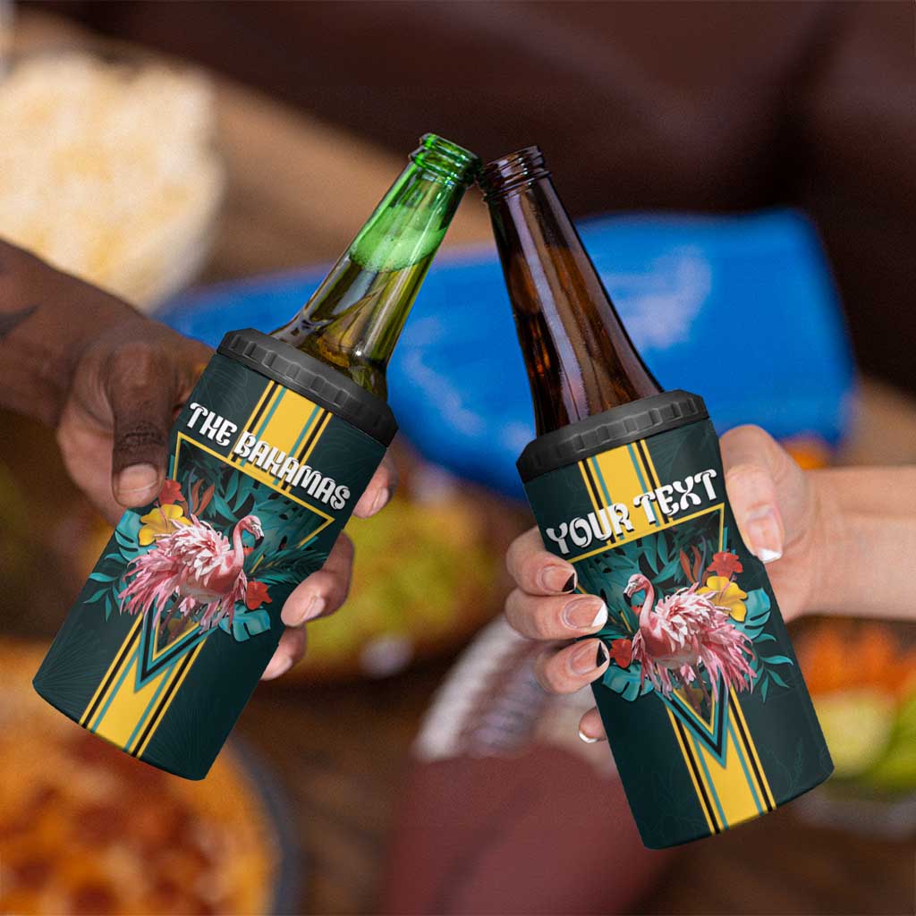 Personalized The Bahamas 4 in 1 Can Cooler Tumbler The Flamingo Tropical Flowers - Wonder Print Shop